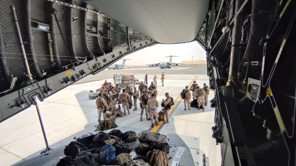 Imagen del operativo español de evacuación de Afganistán desarrollado el pasado mes de agosto de 2021